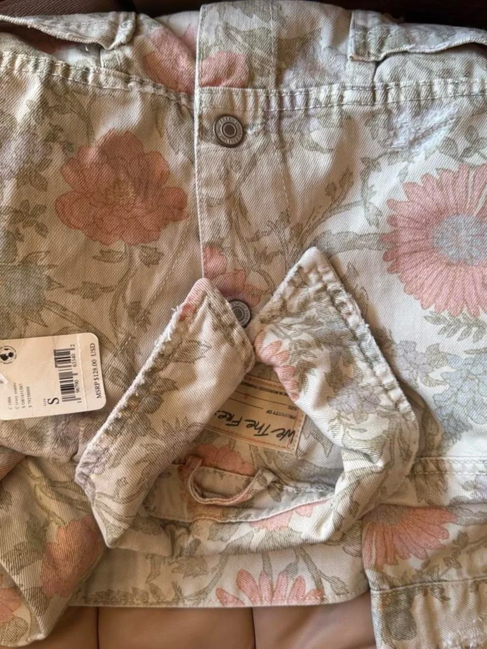 Free People Opal Swing Denim Jacket in Ivory‎ Combo - Picture 4 of 6